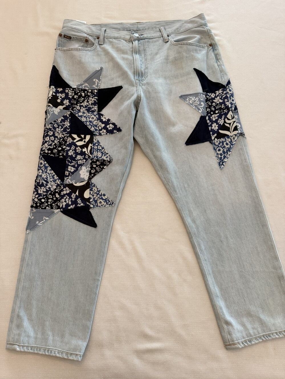 Polo Ralph Lauren Avery Boyfriend Star Quilted patchwork jeans Sz 32